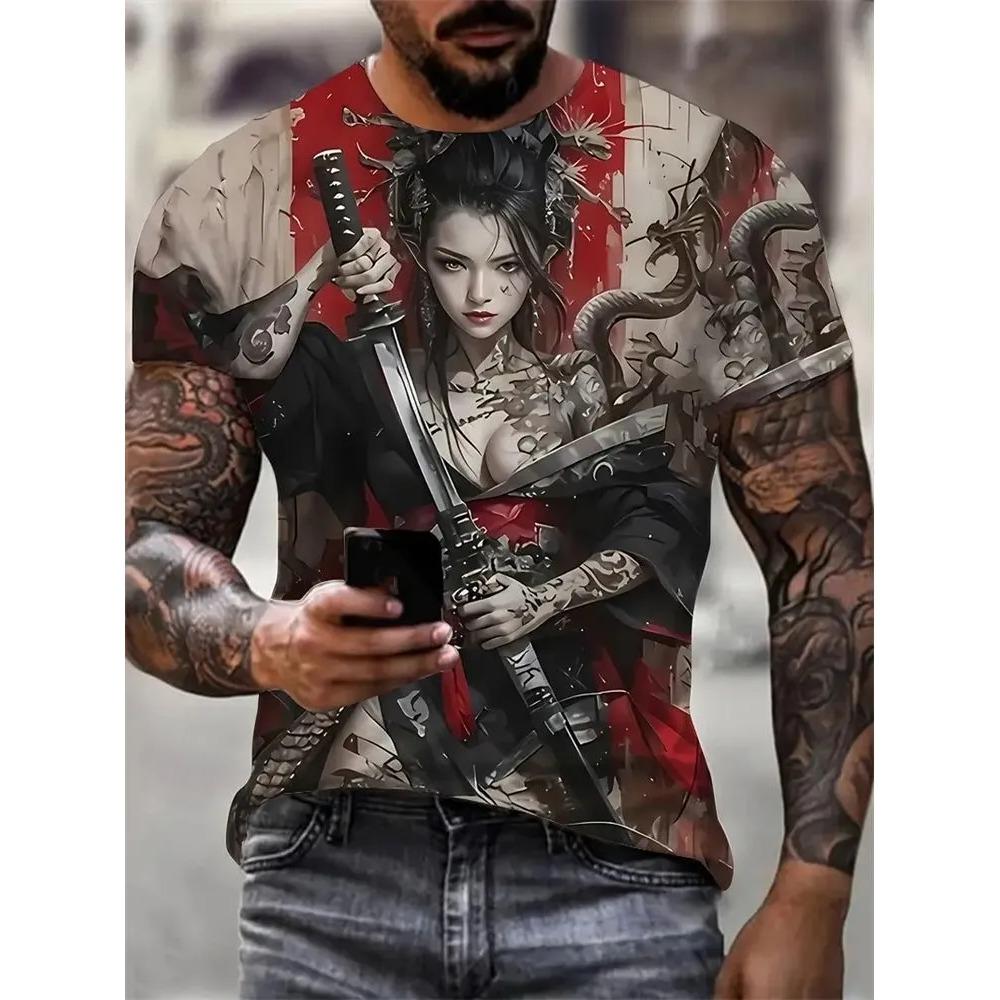 

Japanese Samurai 3D Print T-Shirts Men Women Summer Casual Short Sleeve T Shirt Tops Streetwear Harajuku Tees Men s Clothing XS