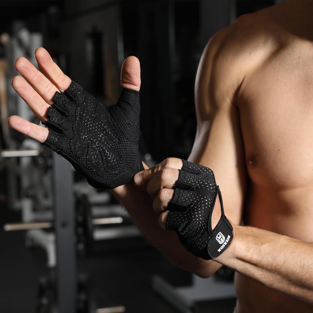 Unisex sommer treningshansker: Sklisikker, Slitesterk, Halvfingerdesign for Pull-Ups og Trening