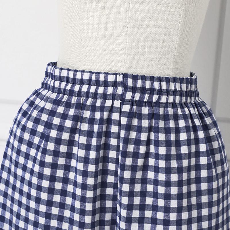 Damen Sommer Große Größe Rundhals Langarm Plaid Lose Tops und Hosen Set