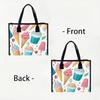 Cute Summer Ice Cream Print Tote Bag Fashion Casual Portable Shopping Handbag for Daily Use