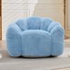Lotus-shaped beanbag sofa for adults, short-pile fabric. No assembly, easy to move, suitable for living room, bedroom, other environments Blue