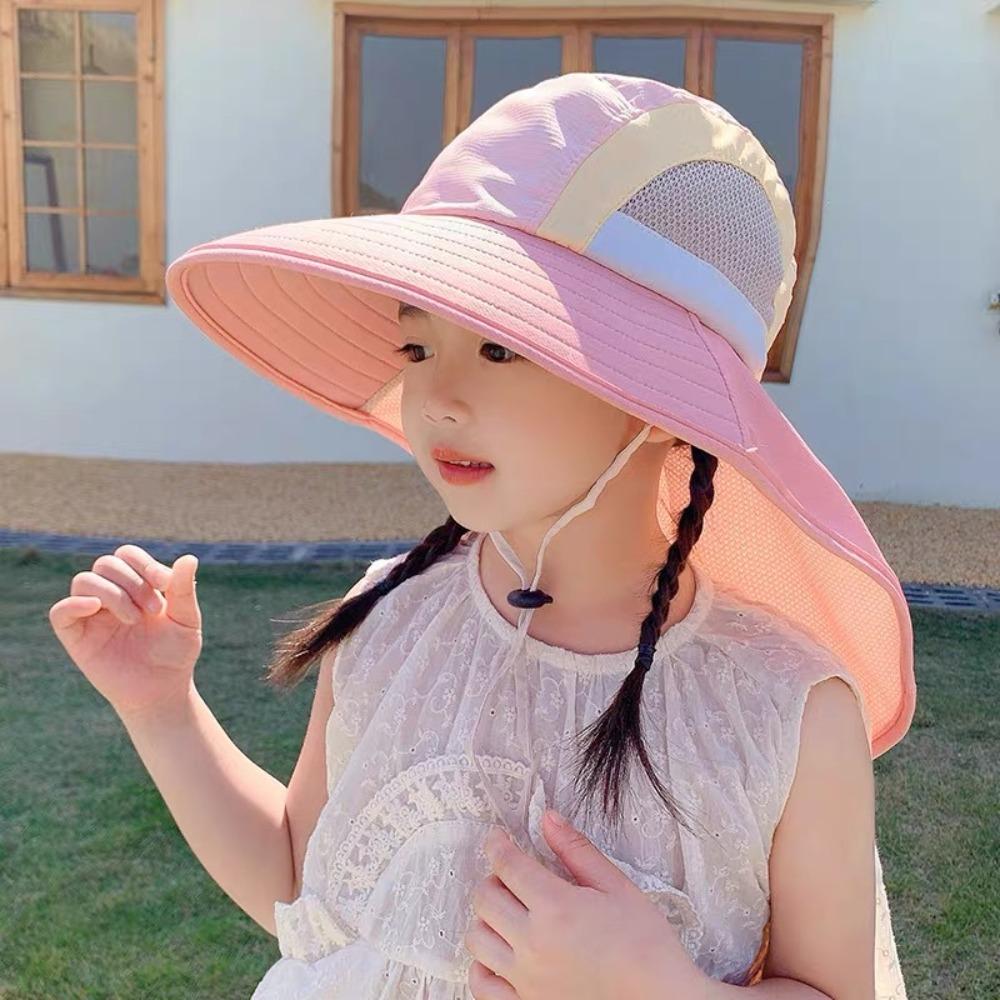 UV Protection Baby Fisherman Cap Sunscreen Wide Brim Bucket Hat Fashion Kids Sun Hat  Girls