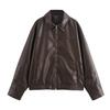 Women's Faux Leather Bomber Jacket - European & American Fashion for All Seasons