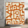 Modern Abstract Pattern Shower Curtain Orange White Bath Decor Set Waterproof Home Accessories Luxury Quality  Fabric Ba