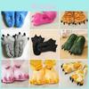 Pantufas Cosplay de Dinossauro Aconchegantes Com Sapatos de Patas de Pelúcia Macia Para Aquecimento de Inverno