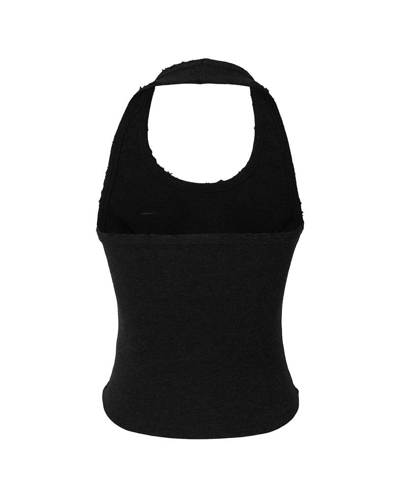 Kakipointeu Damage Stud Halter Top (Black)
