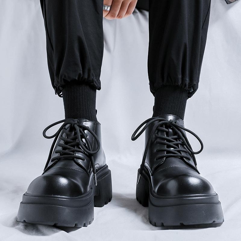 Martin boots men's autumn and winter mid-top thick-soled high-top leather shoes British heightening locomotive tooling short boots 18955-R