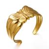 Fashion Vintage Flower Cuff Bracelet for Women Trendy Gold Color Metal Wide Flower Opening Bangles Charms Elegant Party Jewelry