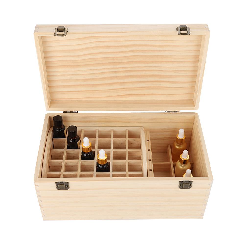 New Beautiful Double Layer Wooden Large Essential Oil Storage Holder Box Case Container
