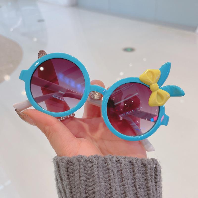 UV400 Protection Kids Sunglasses Cute Cartoon Bear Shape Round Vintage Eyewear for Boys Girls Double Color