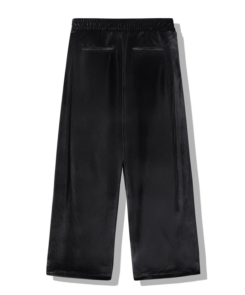 TRILLION Velvet Inverted Tuck Wide Pants [Black]