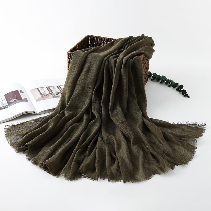 Women Cotton Linen Scarf Autumn Lady Solid Color Long Scarves Soft Thin Plain Shawl Foulard Viscose Wrap Shawls New Summer