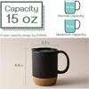 Einfache Keramik-Kaffeetasse mit Korkboden und Deckel, Spritzgeschützt, Hitzebeständig, Matt, Uni-Weiß, Schwarzer Korkboden, Teetasse