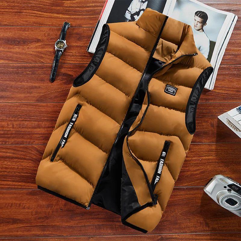 Spring Fashion Mens Jacket Sleeveless Vest Thermal Soft Vests Casual Coats Male Cotton Mens Vest Men Thicken Waistcoat