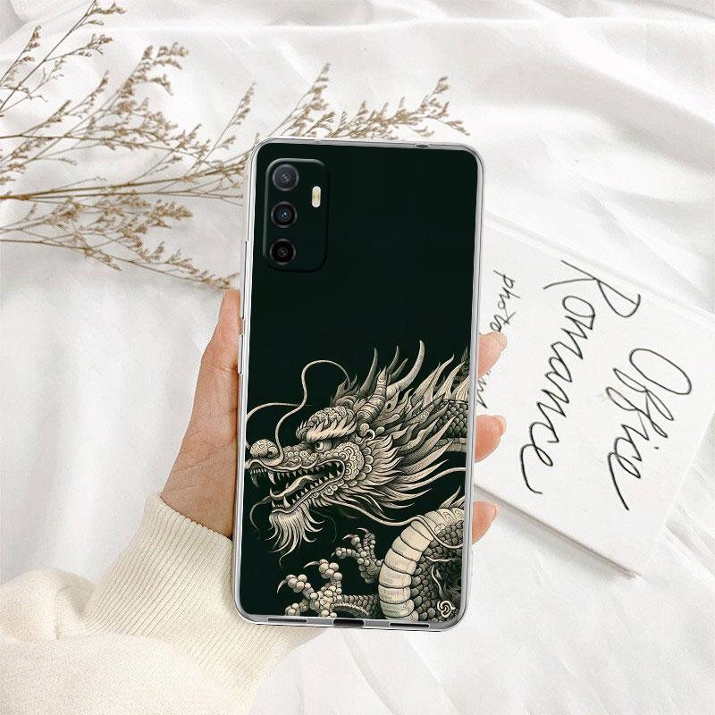 IK23 Chinese Dragon Transparent Phone Case for Motorola Moto G40 G04 G05 One Ace Action  Fusion + Plus Hyper Macro Vision Zoom