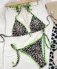 Badedrakt for kvinner med leopardtrykk Sexy Bikini-sideslips Todelt badedrakt Strandtøy badedrakter