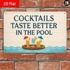 Metal Poster Tropical Cocktails Pool Wall Art Bar Man Cave Decor 20x30 Cm