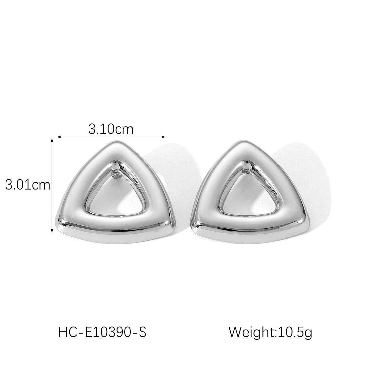 

Hollow-out Triangle Stainless Steel Stud Earrings, Stylish 18K Gold Titanium Steel Earrings for Women, Unique Ear Jewelry серебряный
