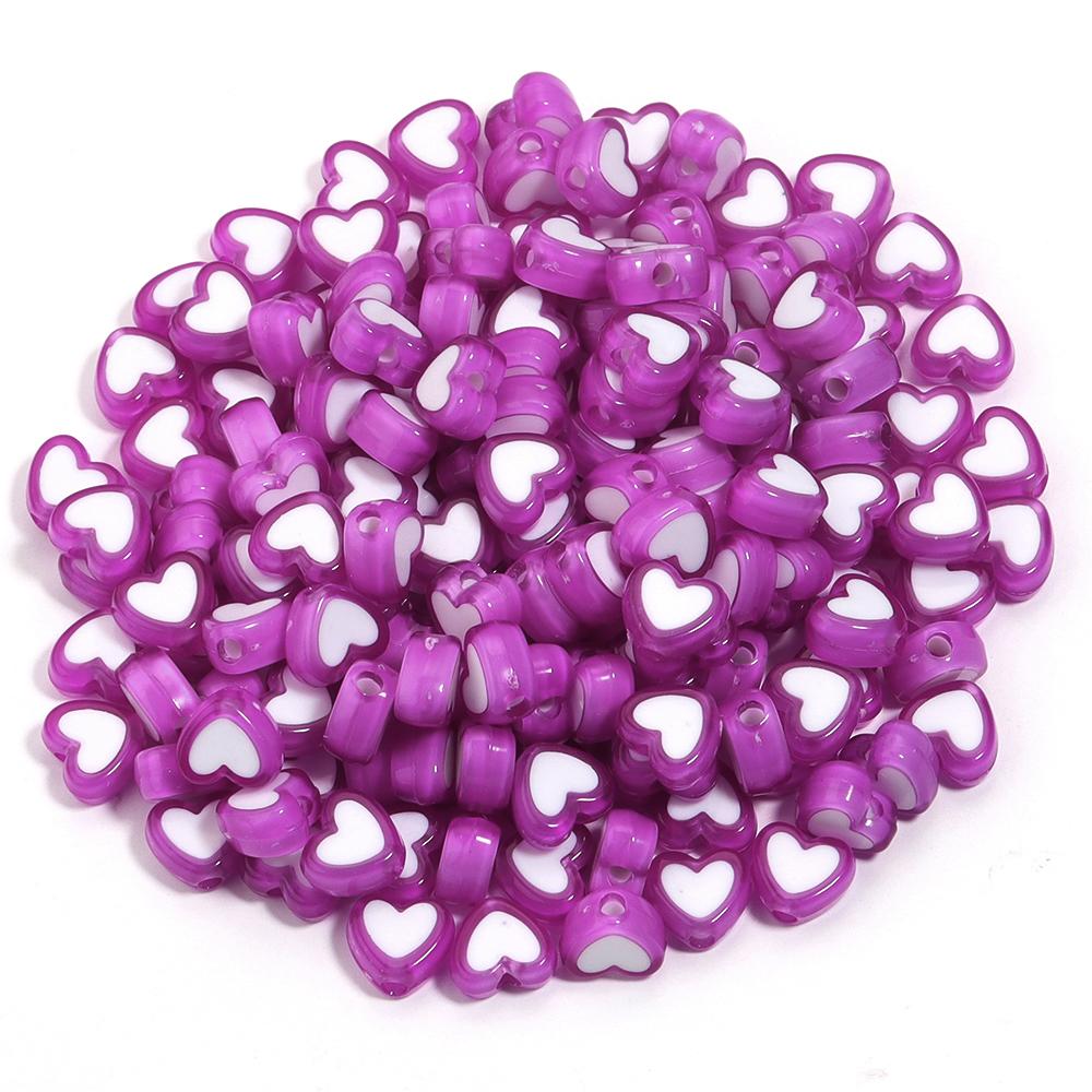 100pcs/lot 8mm Colored Acrylic Beads White Heart Shaped Spacer Beads For DIY Exquisite Bracelet Earrings Gift Supplies Wholesale