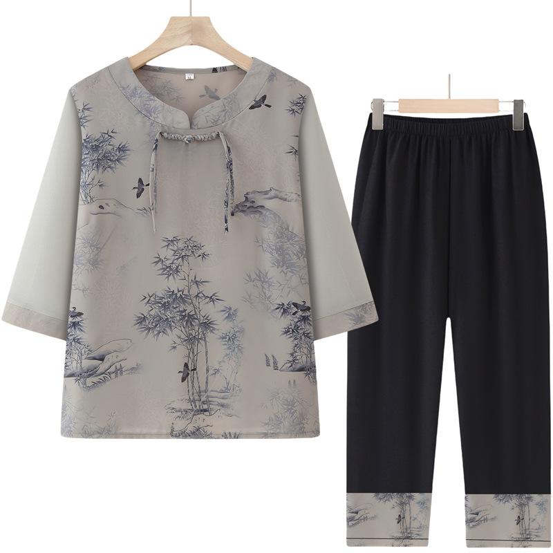 Ältere Mode Sommerkleidung Damen Sommer Bequemer Atmungsaktiver Anzug Strickjacke