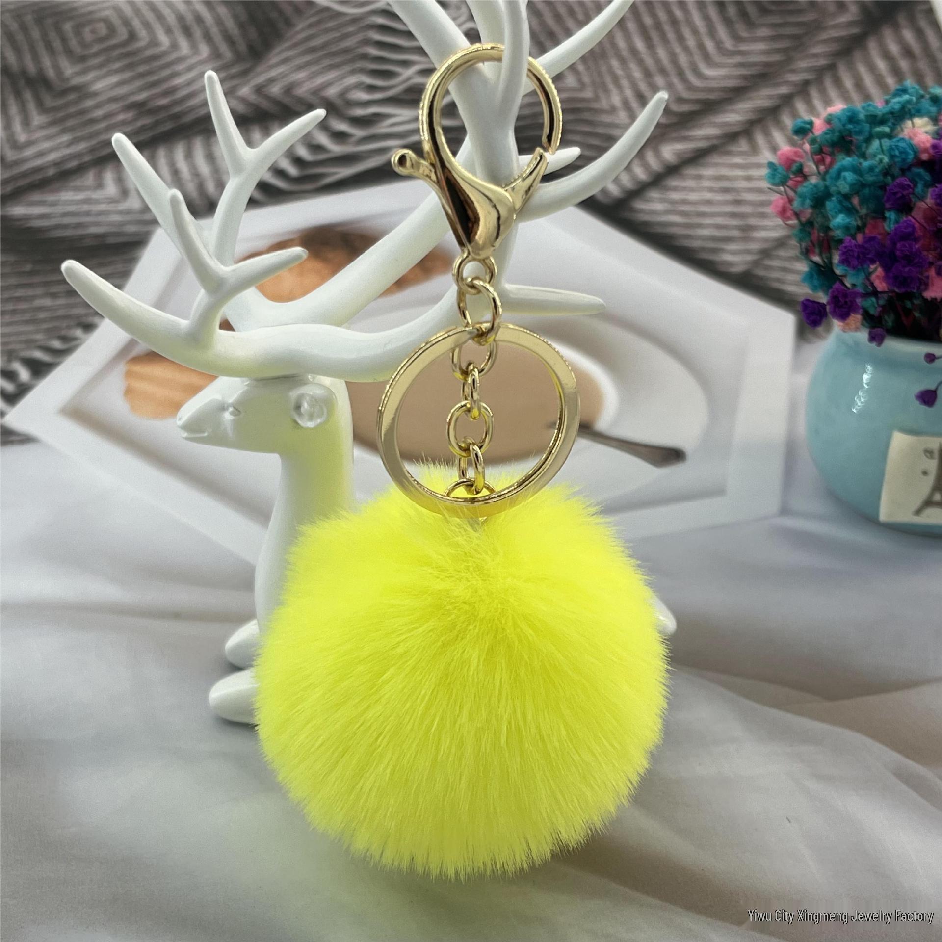 Faux Mink Rabbit Fur Ball Pendant - 6cm Women s Bag Charm Keychain Shoe Hat Accessory. Elastic Band