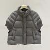 Winter white duck knitted sleeve splicing down puff down jacket women's stand-up collar short loose casual bread jacket