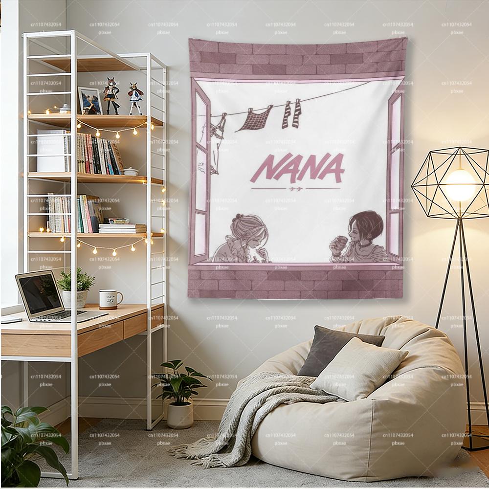 1Pc Nana Anime Tapestry, Retro Manga Window Scene Wall Hanging, Pink Aesthetic Room Decor For Bedroom Dorm