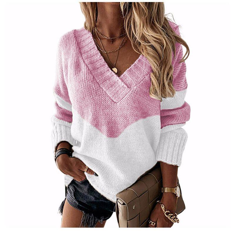 Solid Color Printed V-neck Long Sleeve Top Solid V-neck Long sleeve Top Women