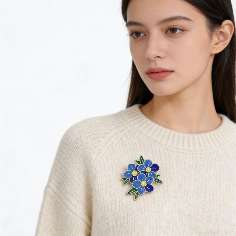 Mode High-End 3-Blatt-Blumenbroschen für Damen Unisex Emaille Pflanzen Pins Büro Party Schmuck Zubehör Freund Geschenke