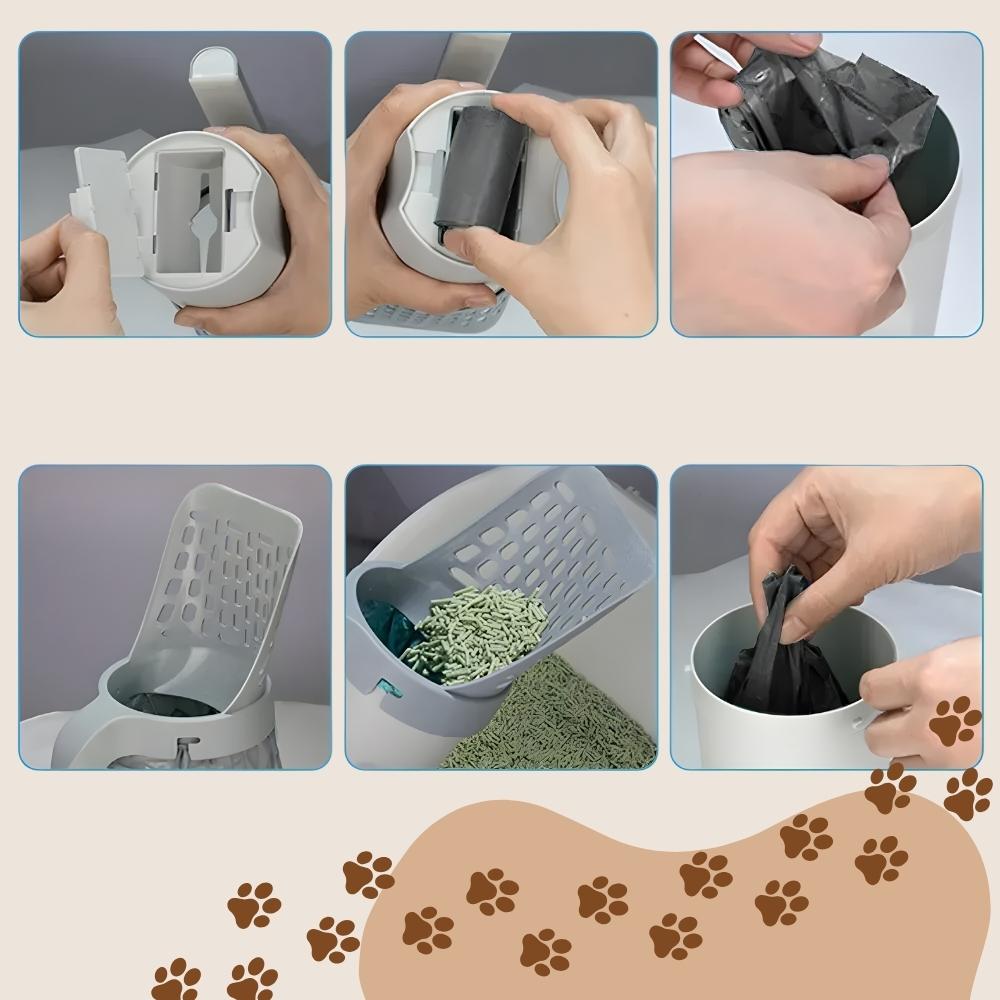 Large litter box scoop with container and scoop for cat litter + PetJet waste bags
