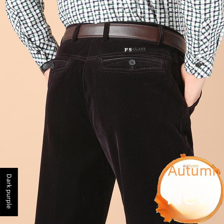 Men's Corduroy High-Waisted Loose Casual Trousers for Autumn/Winter (50+, Large Size)
