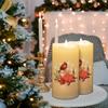 Eywamage Fiber Optic Flameless Candles with Remote, Cardinal Gingerbread Candy Canes Candles Flickering LED Pillar Candles Set of 3