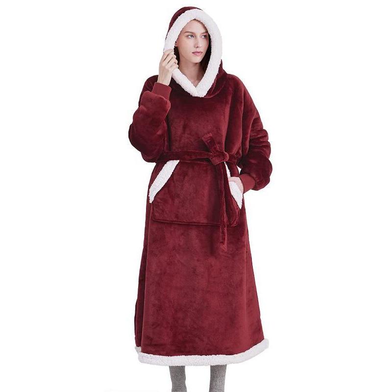 Cozy Hooded TV Blanket: Warm Fleece Pajamas & Robe for Autumn/Winter