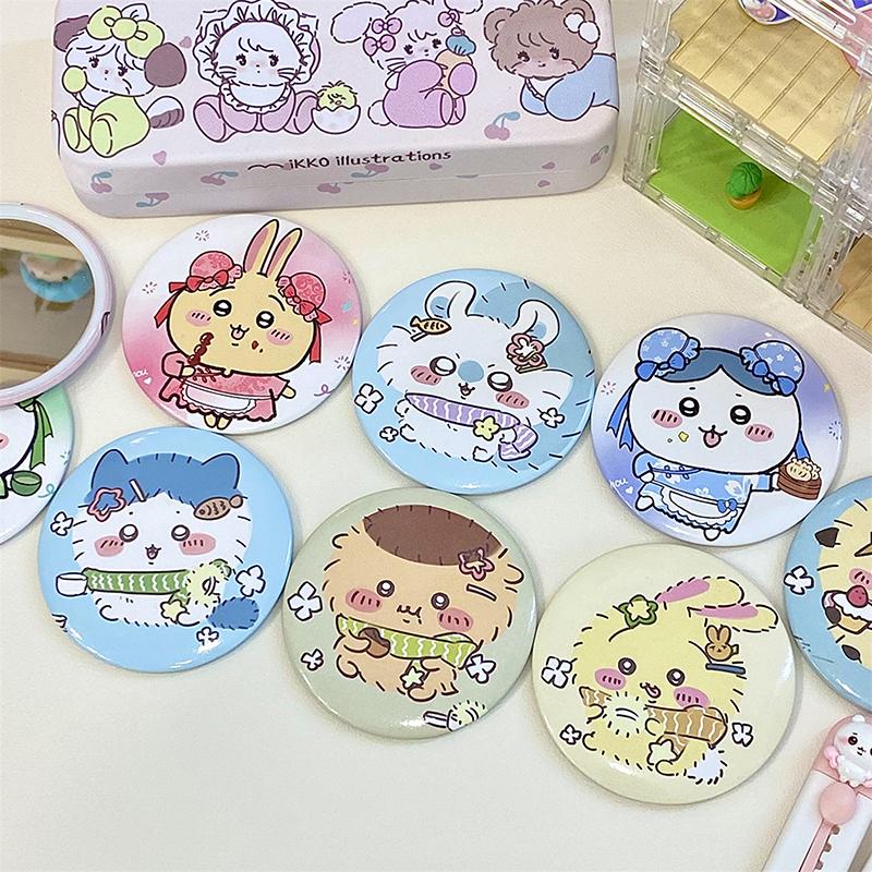Chiikawa Cartoon Kleiner Runder Taschenspiegel Reise-Tragbarer Spiegel für Mädchen Mini Süßer Make-up-Spiegel Schönes Kosmetikwerkzeug