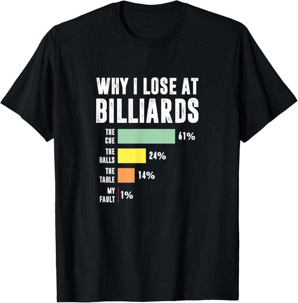 Why I Lose At Billiards Billiards Player TShirt Unisex Summer Streetwear Tops Mens Clothing Customizable Camiseta Hombre