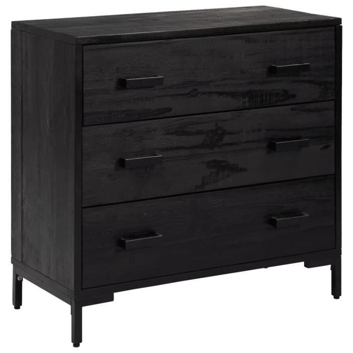 VidaXL Commode Noir 75x35x70 cm Bois de pin massif recyclé 349926