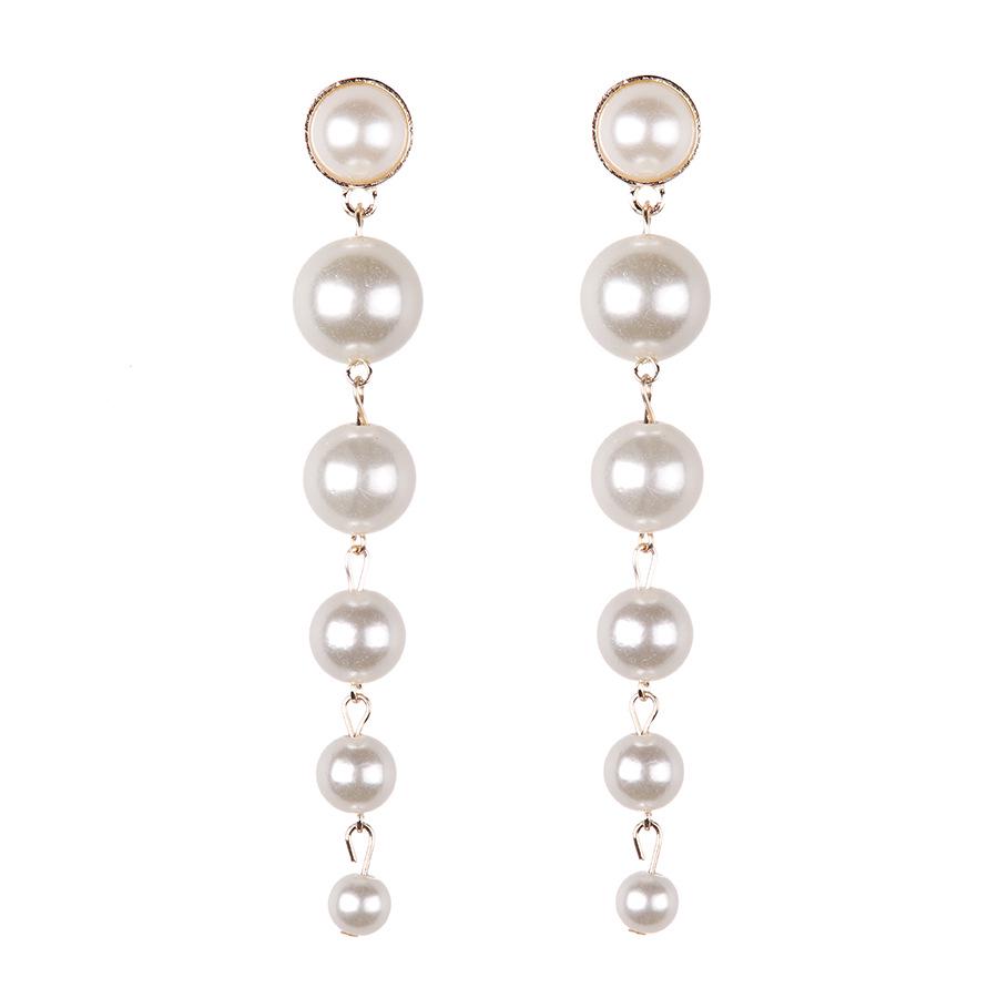 European and American New Style Long Pearl Stud Earrings