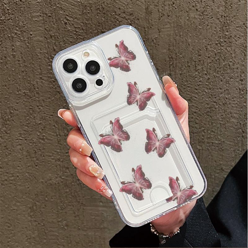 Card Slot Holder Silicone Wallet Pocket Case For iPhone 17 Air 16 15 14 Redmi Note 12 13 Oppo A18 A38 A58 Samsung S23 S24 S25 Cover Clear Phone Bumper