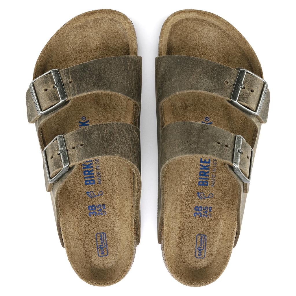 Klapki damskie Birkenstock Arizona Soft Footbed Oiled Leather zielone regular szerokie (1019313) 37.0
