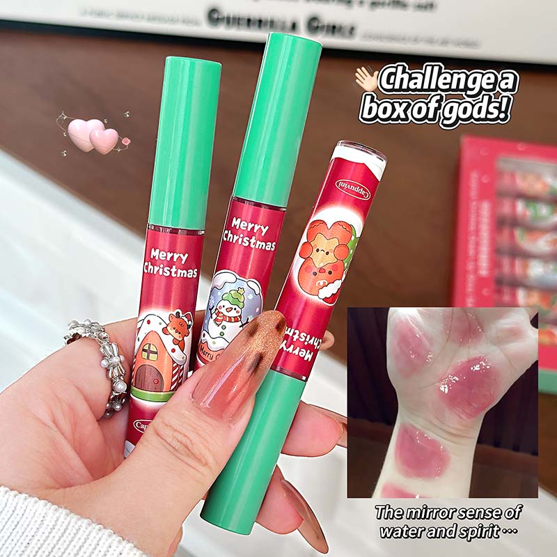 Cappuvini Christmas Surprise 6 Piece Liquid Lipstick Gift Set Matte Velvet Long Wearing Festive Colors Holiday Party Present 12g