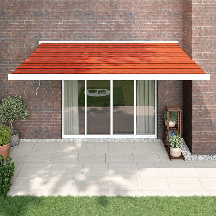 VidaXL Retractable Awning Orange and Brown 4.5x3 M Fabric and Aluminium 3154594