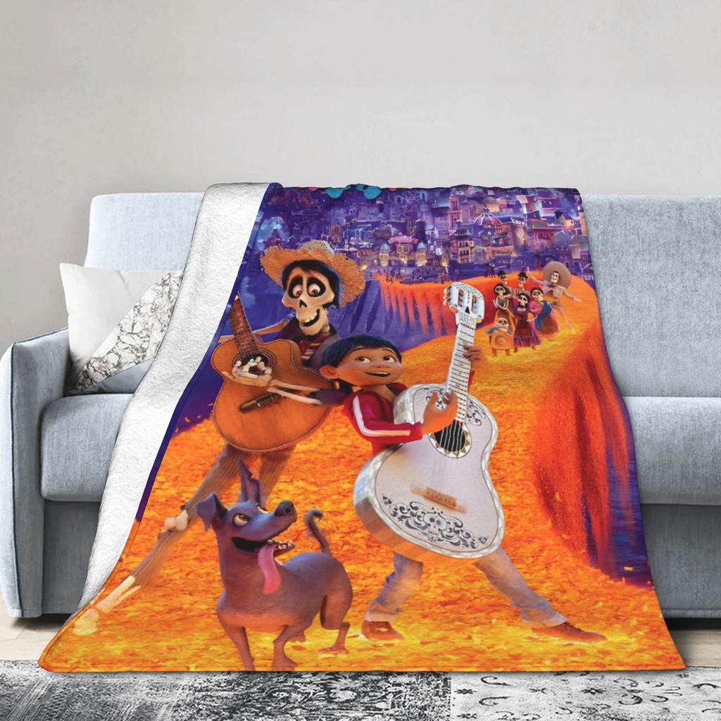 Cartoon Coco Day of The Dead Knitted Blankets  Plush Throw Blankets Bedding Couch Decoration Soft Warm Bedspreads,