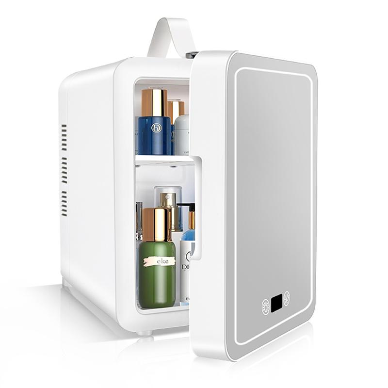 Makeup Fridge WIth Light Mirror Portable Cosmetic Storage Refrigerator Keep Fresh Cooler for Home Car Dual Use