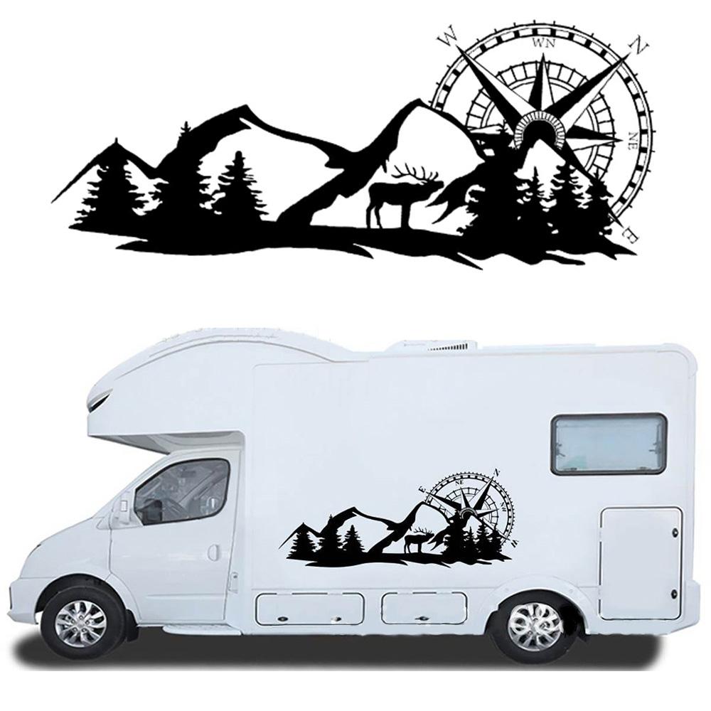 Forest Mountain Graphics Car Stickers For Motorhome Horsebox Caravan RV Camper Van Body Decor Vinyl Decals Accessories
