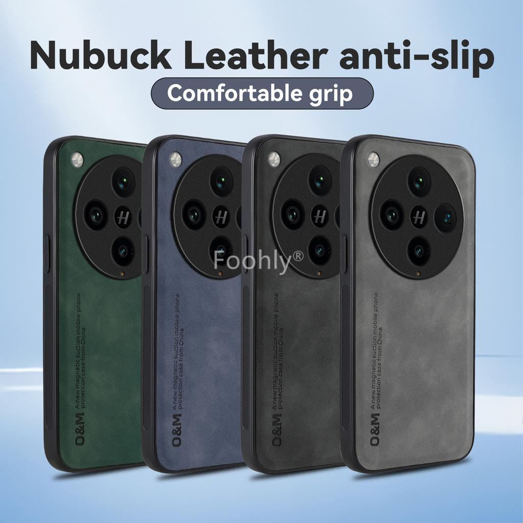 Stoßfestes magnetisches Nubukleder-Etui für OPPO Find X8 Pro Schutzhülle Rückschale Coque Funda