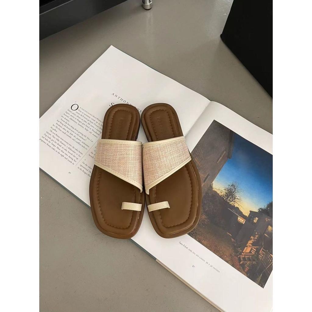 One-word Fashion Explosion Slippers Women's Summer Wear 2025 New Summer and Korean Version Retro with Skirt Versatile Sandals