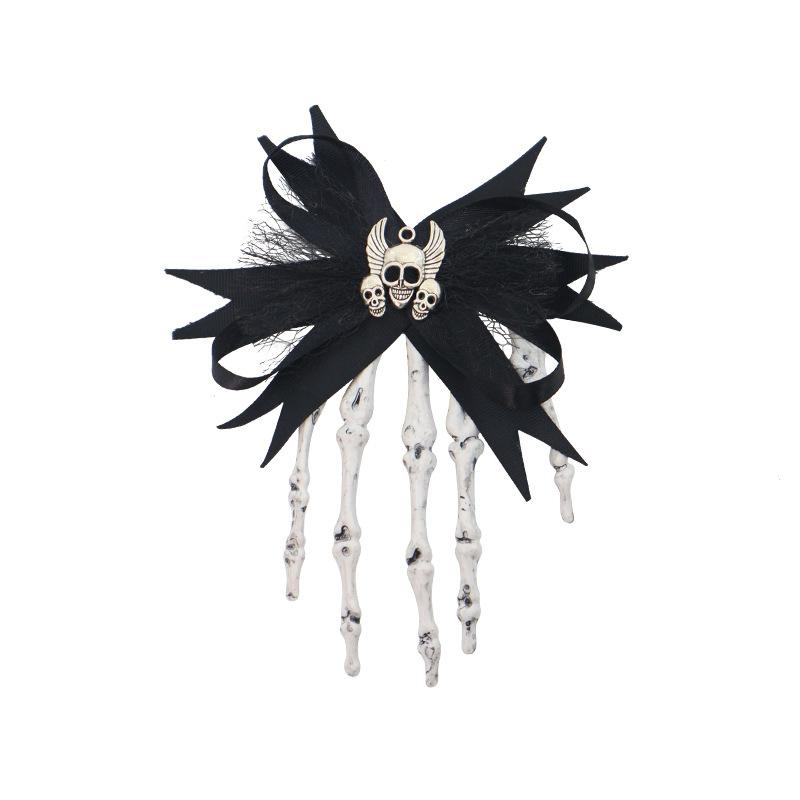 Halloween skull palm headdress, gothic imitation rose lace hairpin, scary atmosphere costume props