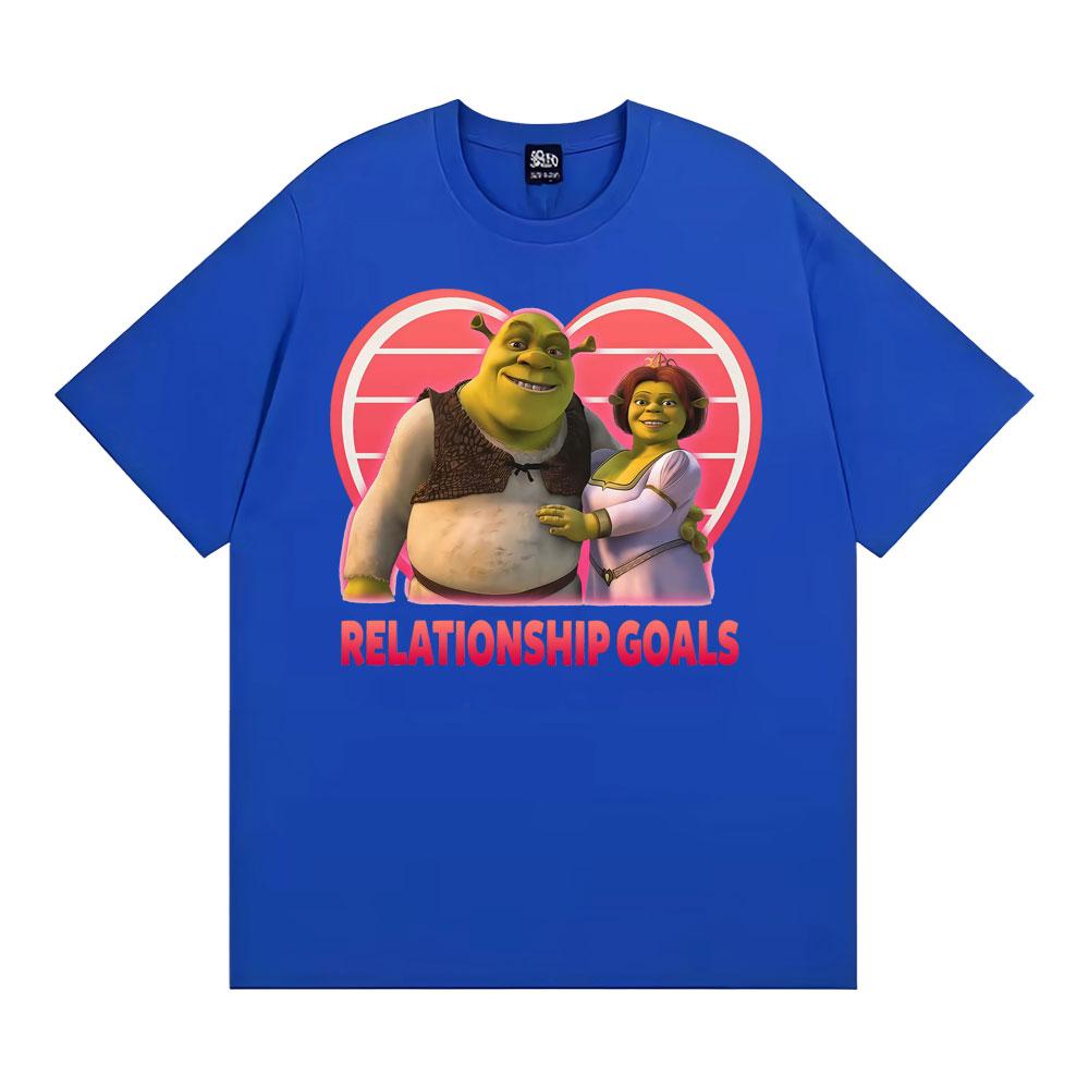 Fashion Shrek and Fiona Relationship Goals Meme T Shirt Funny Couples Cartoon Tshirts Fashion Humor Cozy High Quality Tshirt