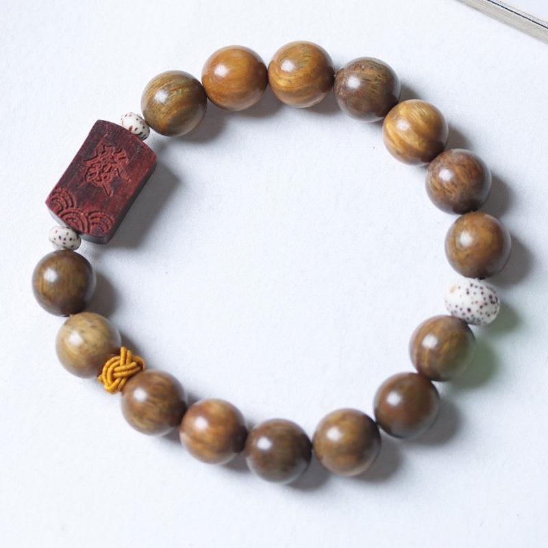 Green Sandalwood Double Strand Buddhist Bead Bracelet: 0.6 Jade Style for Men and Women