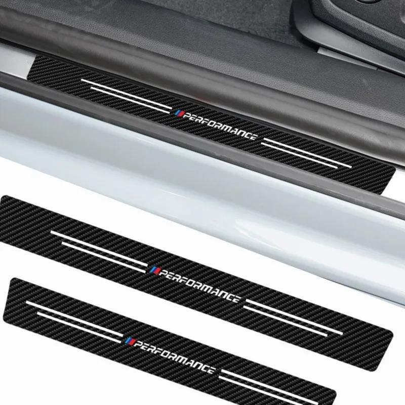 HINB3 Carbon Fiber Car Door Sill Protector Stickers For BMW M E46 E90 E60 F30 E39 F10 F20 E87 E36 F20 F30 1 2 3 5 7 Series X1 X3 X5 X7